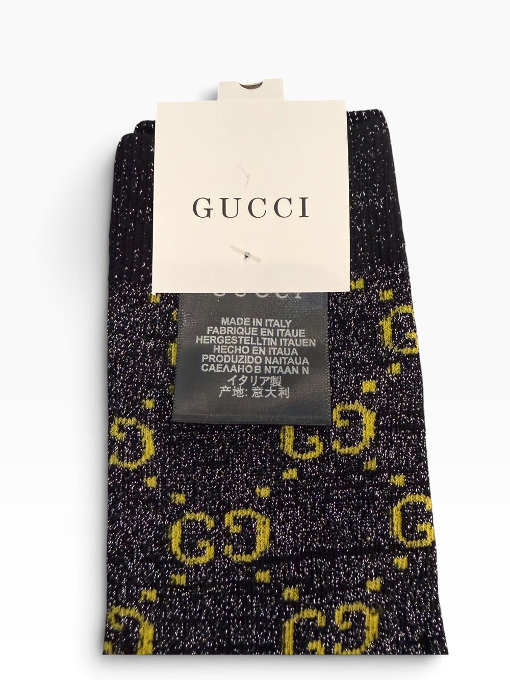 2 Pair Gucci Outlet GG Monogram Crew Socks — 2 Pink Pair - Picture 3 of 3